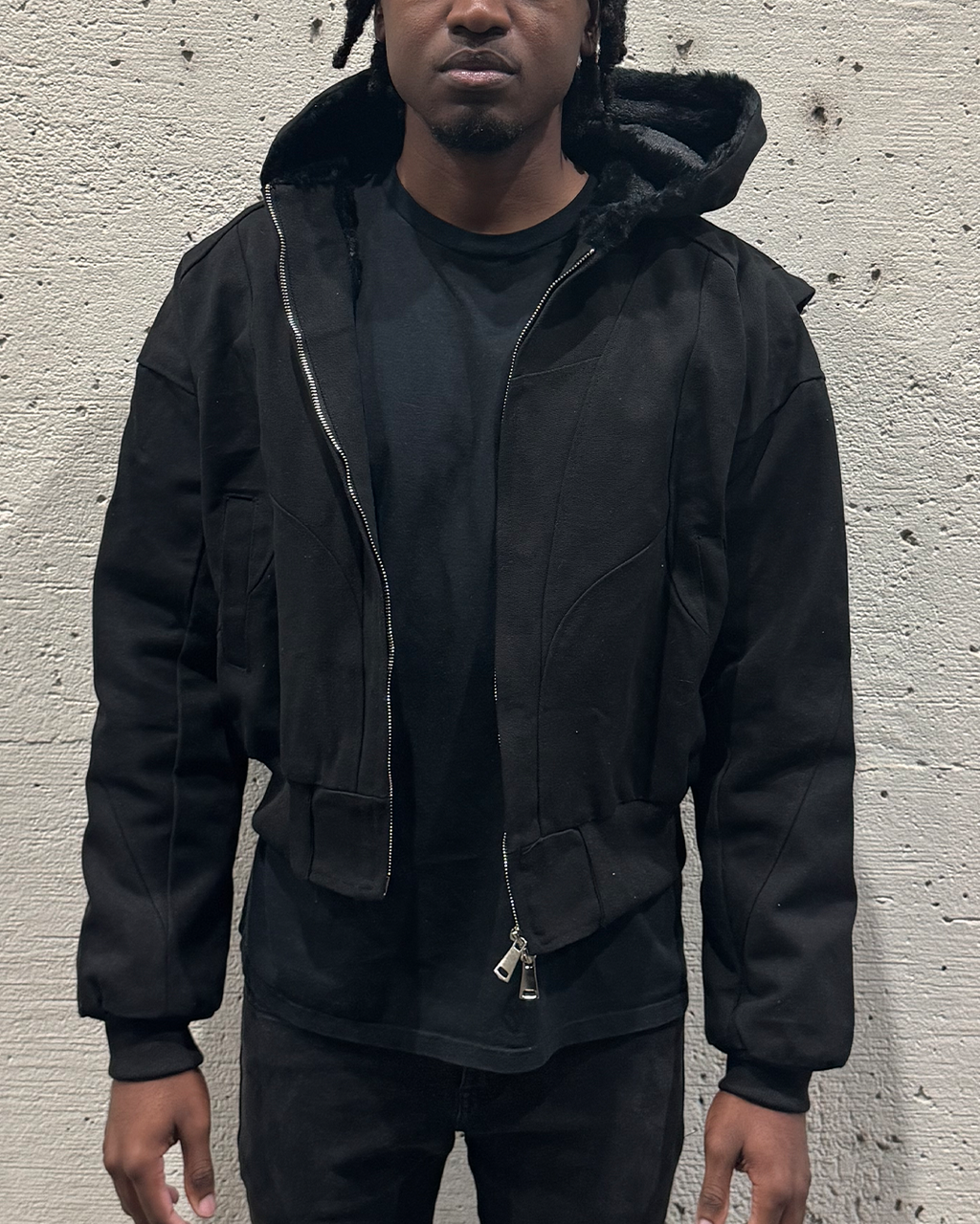 Oversized Washed Padded Fur Jacket