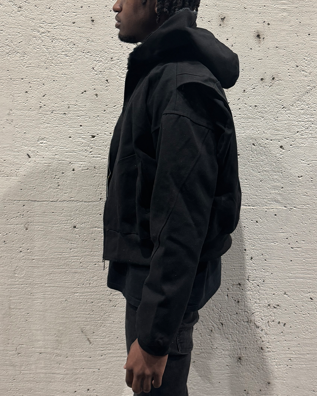 Oversized Washed Padded Fur Jacket