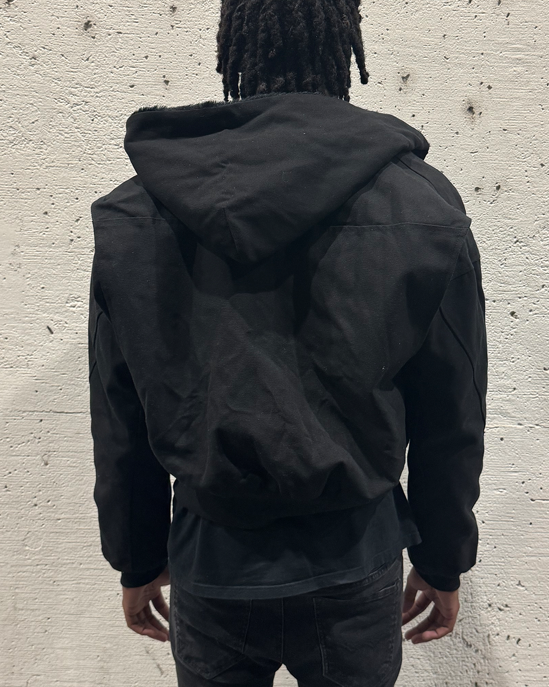 Oversized Washed Padded Fur Jacket