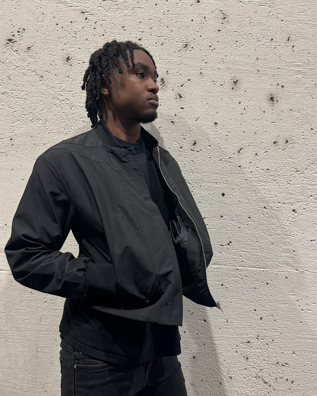 Black Zip Up Collar Jacket