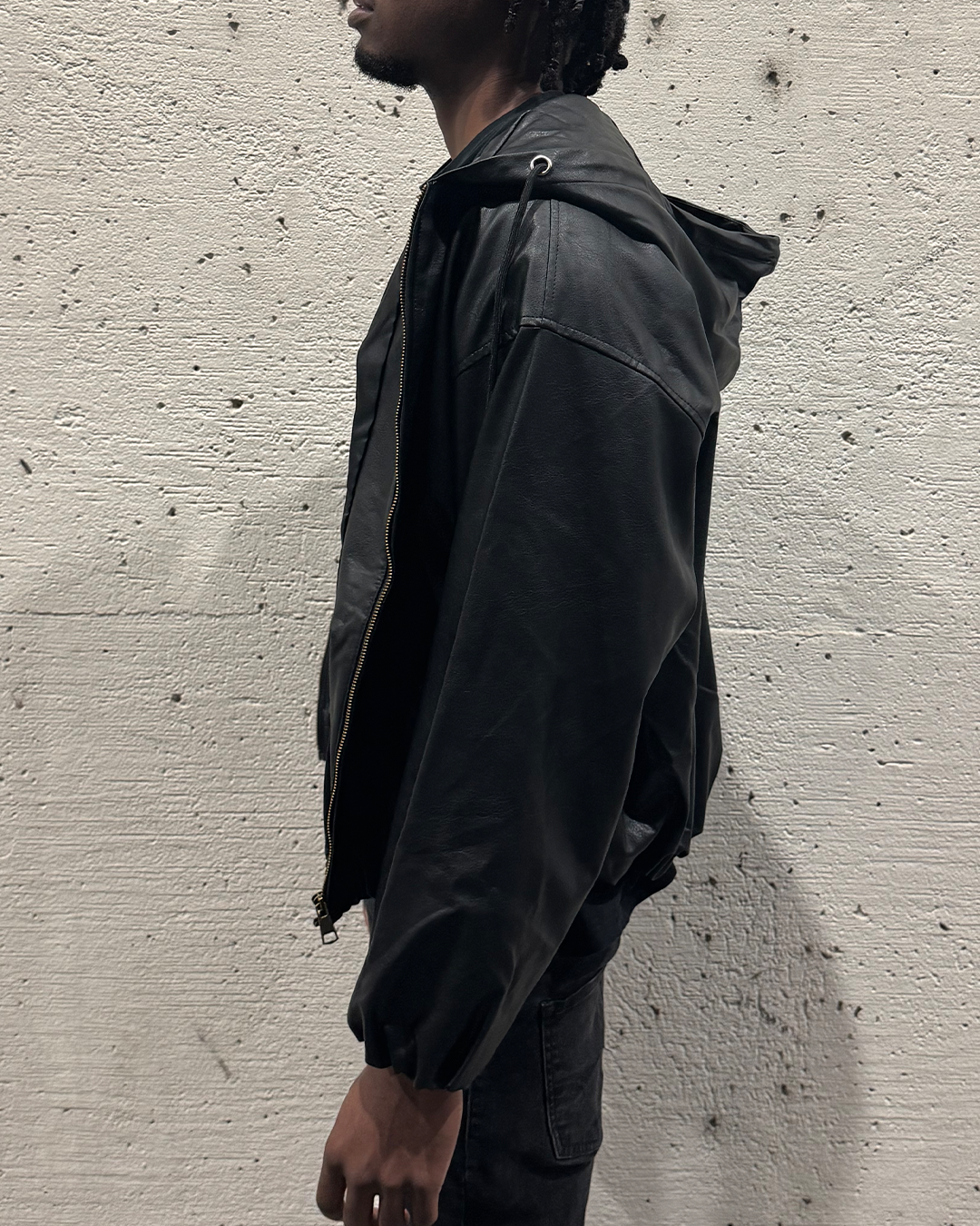 Leather Hooded Jacket