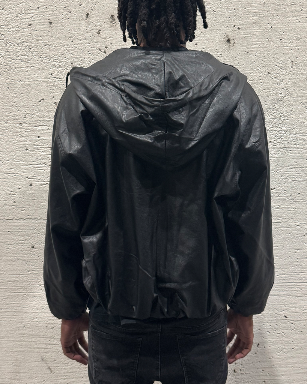 Leather Hooded Jacket