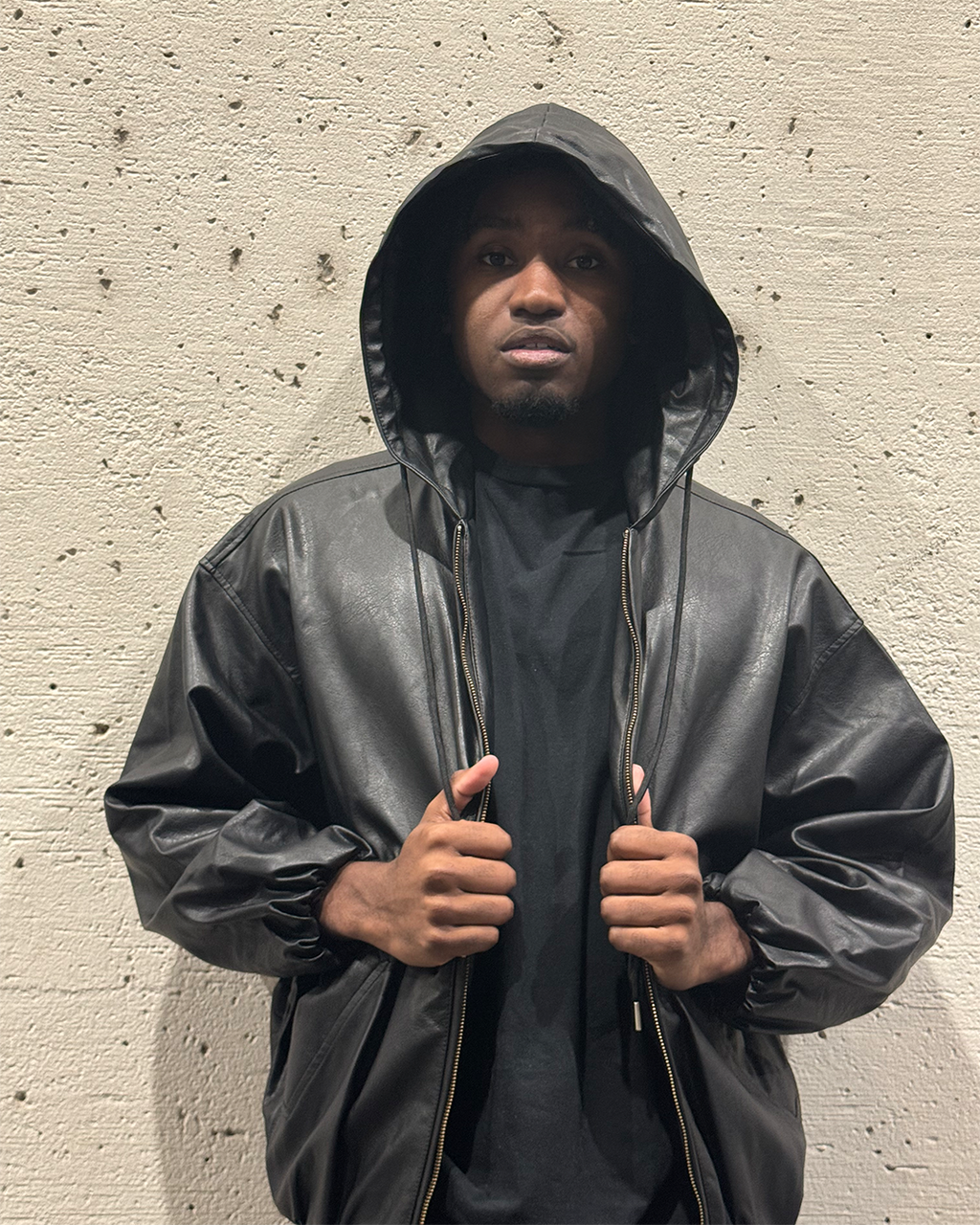 Leather Hooded Jacket