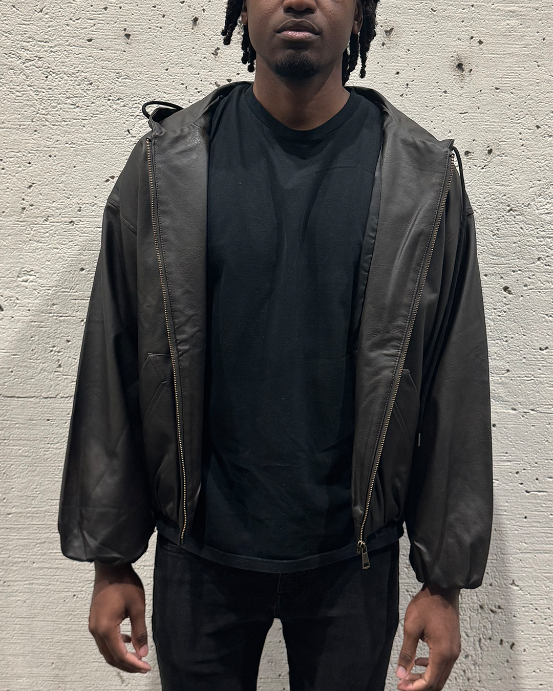 Leather Hooded Jacket