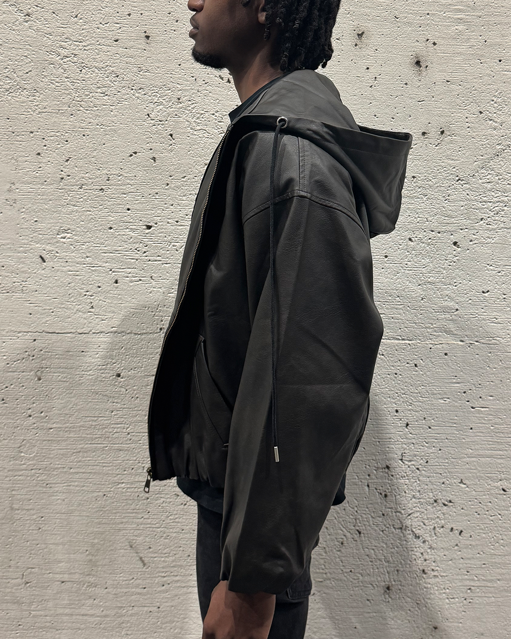 Leather Hooded Jacket