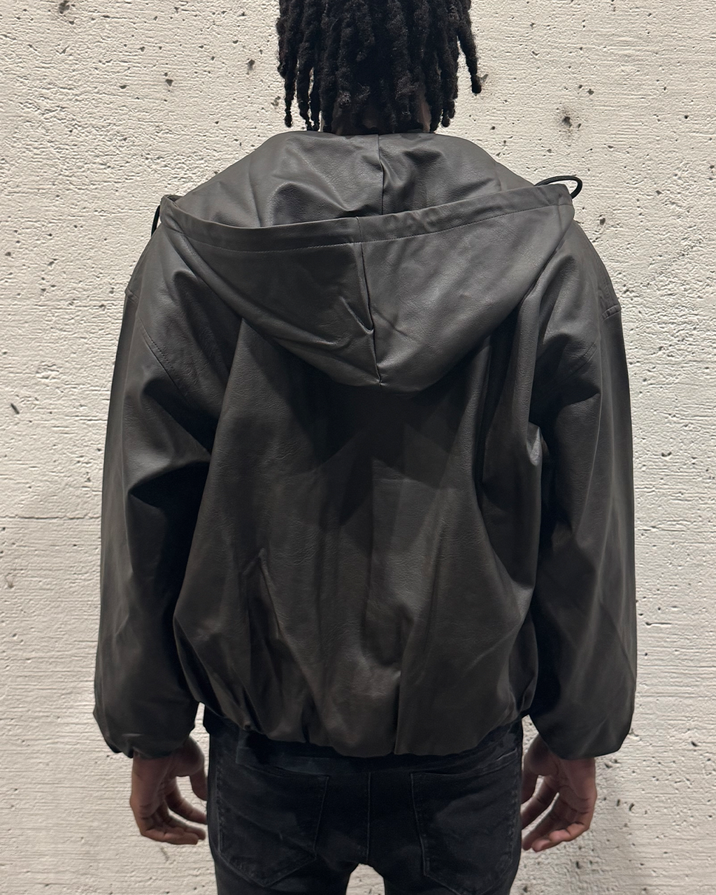 Leather Hooded Jacket