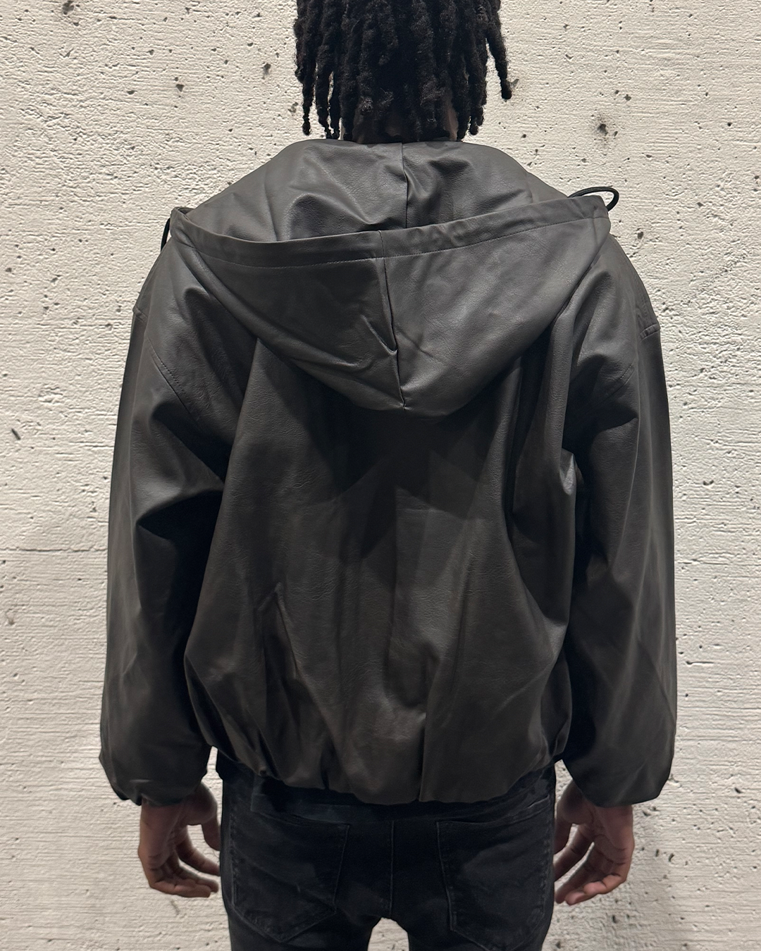 Leather Hooded Jacket