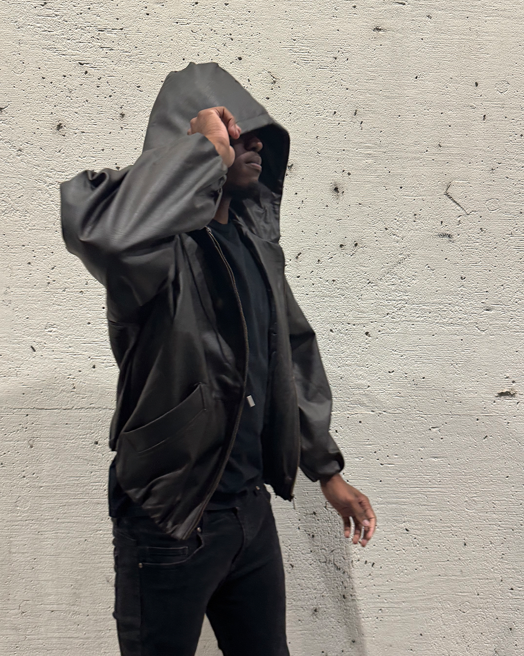 Leather Hooded Jacket